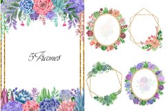 Watercolor succulents clipart. Frames, wreaths, bouquets Product Image 14