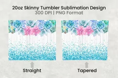 Succulent Plants 20 oz Skinny Tumbler Sublimation PNG Product Image 2