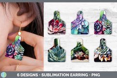 Bundle of six Succulents cow tag earrings sublimation designs.