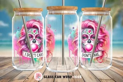 Tumbler Sublimation skull, 16 oz glass can wrap, Libbey 16 oz template, can glass beer
