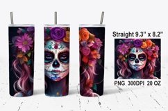 Sugar Skull Girl Tumbler Wrap, Skull Tumbler Wrap PNG Product Image 1