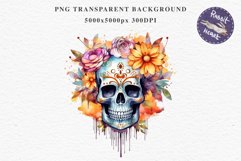 Sugar Skull Halloween Creepy Clipart Skeleton PNG Scrapbook Fairy Tale Art Image Watercolor Transparent Print illustration sublimation creepy printable digital watercolor Floral Skeleton Skull, spooky clipart, nursery, Creepy halloween decoration art imag