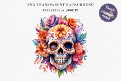 Sugar Skull Halloween Creepy Clipart Skeleton PNG Scrapbook Fairy Tale Art Image Watercolor Transparent Print illustration sublimation creepy printable digital watercolor Floral Skeleton Skull, spooky clipart, nursery, Creepy halloween decoration art imag