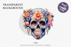 Sugar Skull Halloween Creepy Clipart Skeleton PNG Scrapbook Fairy Tale Art Image Watercolor Transparent Print illustration sublimation creepy printable digital watercolor Floral Skeleton Skull, spooky clipart, nursery, Creepy halloween decoration art imag