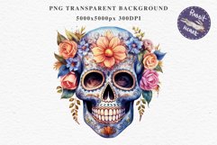 Sugar Skull Halloween Creepy Clipart Skeleton PNG Scrapbook Fairy Tale Art Image Watercolor Transparent Print illustration sublimation creepy printable digital watercolor Floral Skeleton Skull, spooky clipart, nursery, Creepy halloween decoration art imag