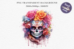 Sugar Skull Halloween Creepy Clipart Skeleton PNG Scrapbook Fairy Tale Art Image Watercolor Transparent Print illustration sublimation creepy printable digital watercolor Floral Skeleton Skull, spooky clipart, nursery, Creepy halloween decoration art imag
