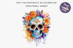 Sugar Skull Halloween Creepy Clipart Skeleton PNG Scrapbook Fairy Tale Art Image Watercolor Transparent Print illustration sublimation creepy printable digital watercolor Floral Skeleton Skull, spooky clipart, nursery, Creepy halloween decoration art imag