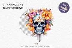 Sugar Skull Halloween Creepy Clipart Skeleton PNG Scrapbook Fairy Tale Art Image Watercolor Transparent Print illustration sublimation creepy printable digital watercolor Floral Skeleton Skull, spooky clipart, nursery, Creepy halloween decoration art imag