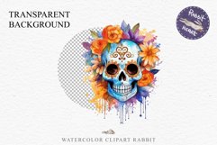 Sugar Skull Halloween Creepy Clipart Skeleton PNG Scrapbook Fairy Tale Art Image Watercolor Transparent Print illustration sublimation creepy printable digital watercolor Floral Skeleton Skull, spooky clipart, nursery, Creepy halloween decoration art imag