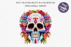 Sugar Skull Halloween Creepy Clipart Skeleton PNG Scrapbook Fairy Tale Art Image Watercolor Transparent Print illustration sublimation creepy printable digital watercolor Floral Skeleton Skull, spooky clipart, nursery, Creepy halloween decoration art imag