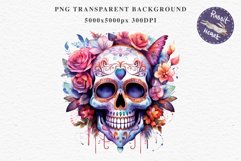 Sugar Skull Halloween Creepy Clipart Skeleton PNG Scrapbook Fairy Tale Art Image Watercolor Transparent Print illustration sublimation creepy printable digital watercolor Floral Skeleton Skull, spooky clipart, nursery, Creepy halloween decoration art imag