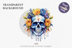 Sugar Skull Halloween Creepy Clipart Skeleton PNG Scrapbook Product Image 2