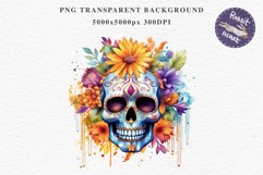 Sugar Skull Halloween Creepy Clipart Skeleton PNG Scrapbook Fairy Tale Art Image Watercolor Transparent Print illustration sublimation creepy printable digital watercolor Floral Skeleton Skull, spooky clipart, nursery, Creepy halloween decoration art imag