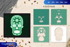 3D Shadowbox Green Sugar Skull Layered Papercut Product Image 1