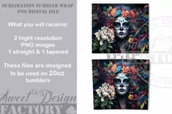 Sugar skull tumbler wrap, Mexican Skull sublimation design Product Image 2