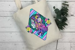 sugar skull sublimation on tote bag