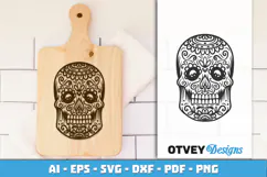 Sugar Skull SVG| Day of the Dead Skull Cut File Product Image 4