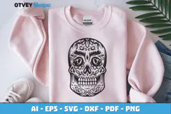 Sugar Skull SVG| Day of the Dead Skull Cut File Product Image 4