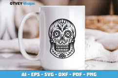 Sugar Skull SVG| Day of the Dead Skull Cut File Product Image 3