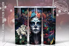 Sugar skull tumbler wrap, Mexican Skull sublimation design Product Image 1
