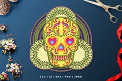 Pretty Sugar Skull with Heart Eyes 3D Layered Paper Cutting Product Image 1