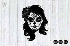 Sugar Skull Woman SVG, Day of the Dead SVG, Skeleton Face Product Image 1
