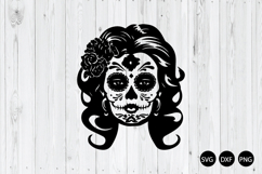 Sugar Skull Woman SVG, Day of the Dead SVG, Skeleton Face Product Image 1
