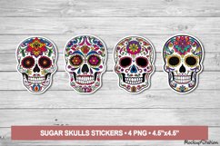 Sugar Skull Stickers | Day of the Dead Printable PNG Designs Product Image 1