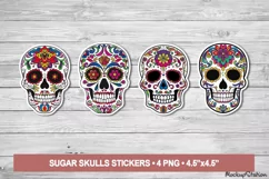 Sugar Skull Stickers | Day of the Dead Printable PNG Designs Product Image 1