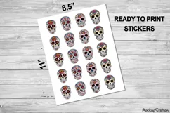 Sugar Skull Stickers | Day of the Dead Printable PNG Designs Product Image 2