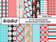 Kitchen Digital Paper, sugar spice graphics, illustrations Product Image 2