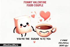 Funny Valentine&#039;s day Food Couple PNG. Product Image 1