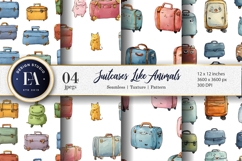 Animal Shaped Suitcases Seamless Pattern Digital Paper Product Image 1