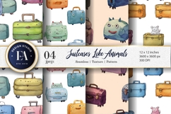 Animal Shaped Suitcases Seamless Pattern Digital Paper Product Image 1