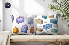 Watercolor Suitcases Shaped Like Animals Digital Paper Product Image 2