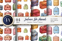 Suitcases Styled as Cute Little Animals Digital Paper Product Image 1