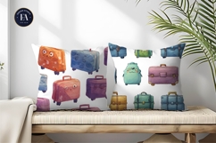 Suitcases Shaped Like Tiny Animals Watercolor Digital Paper Product Image 2