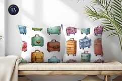 Suitcases Shaped Like Tiny Animals Watercolor Digital Paper Product Image 2