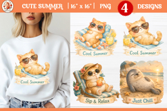 Cute Summer Animal Sublimation | Adorable cat and seal relax Product Image 1