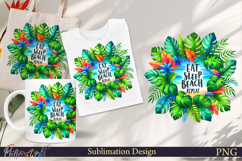 Funny Quote Sublimation | Summer | eat sleep beach repeat Product Image 1