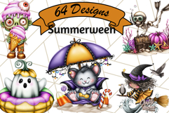 Summerween Beach Party Clipart PNG, Halloween Beach Art Product Image 1