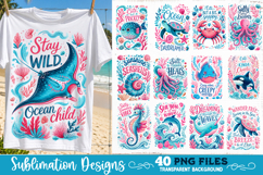 Ocean Creatures PNG Sublimation Bundle 40 Designs Product Image 2