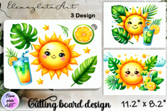 Watercolor tropical summers sun Cutting Board Product Image 1