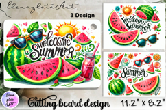 Watercolor tropical summers watermelon Cutting Board Product Image 1