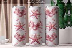 Vintage Coquette Bow|Retro Seashell Tumbler Sublimation Product Image 1