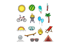 Summer holidays icons representing outdoor activities and le Product Image 1