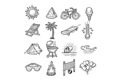 Summer holidays icons representing outdoor activities and le Product Image 1