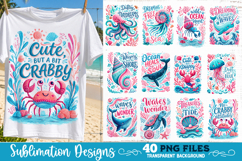 Ocean Creatures PNG Sublimation Bundle 40 Designs Product Image 1