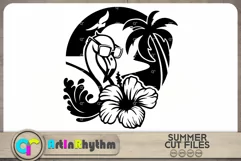 Summer flamingo in the beach SVG Product Image 1