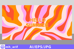 Retro summer vibes abstract liquid swirls with hello summer Product Image 1